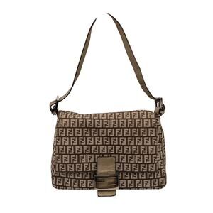 Fendi Beige/Brown Zucchino Fabric and Leather Mama Baguette Bag
